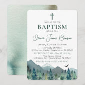 Reis van het Geloof: Een Groene Berg Jongen Doop Kaart (Voorkant / Achterkant)