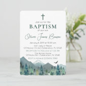 Reis van het Geloof: Een Groene Berg Jongen Doop Kaart (Staand voorkant)