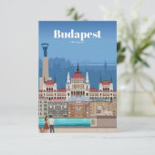 Reis van kunst naar Boedapest Informatiekaartje (Staand voorkant)