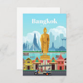 Reis van kunstreizen naar Bangkok RSVP Kaartje (Voorkant / Achterkant)