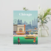 Reis van kunstreizen naar Chicago Bedankkaart (Staand voorkant)