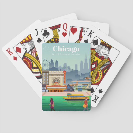 Reis van kunstreizen naar Chicago Pokerkaarten (Achterkant)