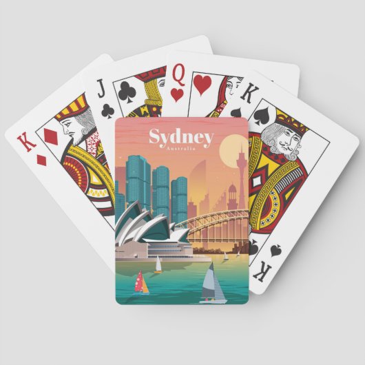Reis van kunstreizen naar Sydney Australia Pokerkaarten (Achterkant)