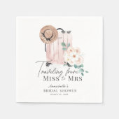 Reis van Mejuffrouw naar Mevrouw Roze Koffer Bruid Servet (Voorkant)