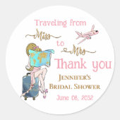 Reis van Miss naar Mrs Bruidsfeest Favoriet Ronde Sticker (Voorkant)