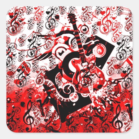 Reis van Music-Red_ Vierkante Sticker (Voorkant)