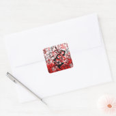 Reis van Music-Red_ Vierkante Sticker (Envelop)