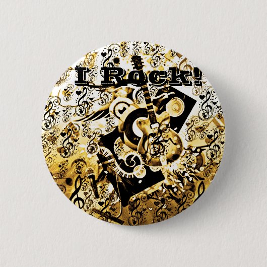 Reis van muziek, Rocks Gold_ Ronde Button 5,7 Cm (Voorkant)