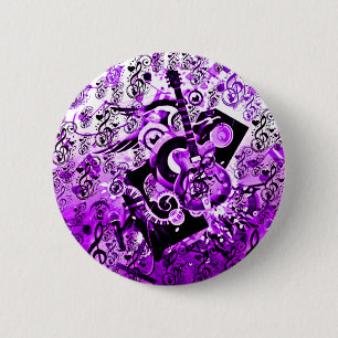Reis van muziek, Rocks Paars_ Ronde Button 5,7 Cm