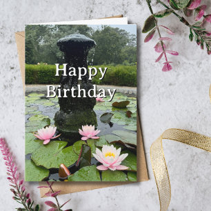 Reis Verjaardag Fontein Bloemen Pret Foto  Kaart
