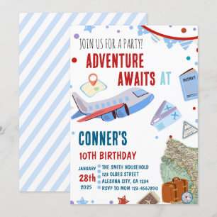 Reis Verjaardag Uitnodiging Bestemming Thema Party