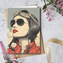 Reis Verjaardag Vintage Retro Aviator Meisje