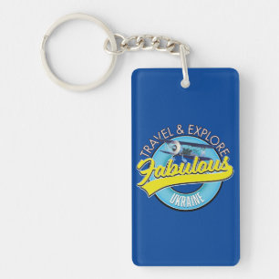 reis verken fabulous Oekraïne logo Klassiek Rondre Sleutelhanger