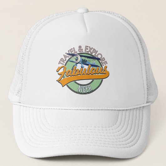 reis verkenning fantastisch Niger logo Trucker Pet (Voorkant)