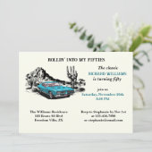 Reis Vintage Car Desert 50e verjaardagsfeestje Kaart (Staand voorkant)