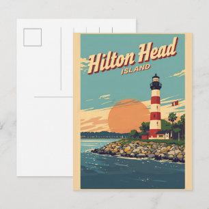 Reis vintage Hilton Head Island vuurtoren cadeaus Briefkaart
