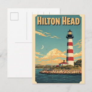 Reis vintage Hilton Head Island vuurtoren cadeaus Briefkaart