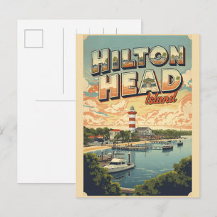 Reis vintage Hilton Head Island vuurtoren cadeaus Briefkaart