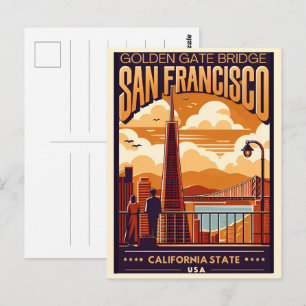 Reis Vintage San Francisco, CA cadeaus voor koppel Briefkaart