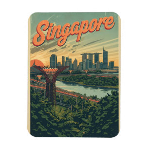 Reis Vintage Singapore Marina Bay Sands cadeaus Magneet