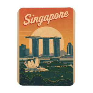 Reis Vintage Singapore Marina Bay Sands cadeaus Magneet