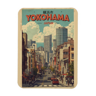Reis vintage yokohama stad japan Chinatown cadeaus Magneet