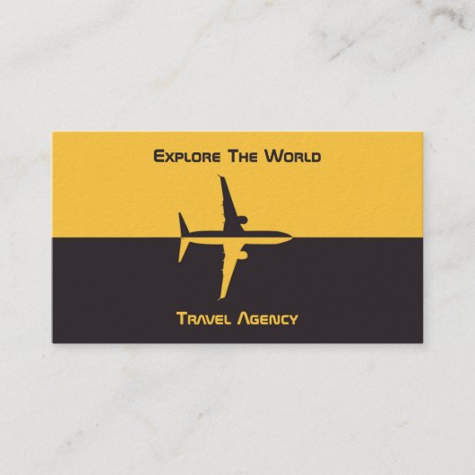 Reis Visitekaartje met geel en zwart vliegtuig (Voorkant)