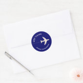 Reis Vliegtuig aangepaste blauw Ronde Sticker (Envelop)