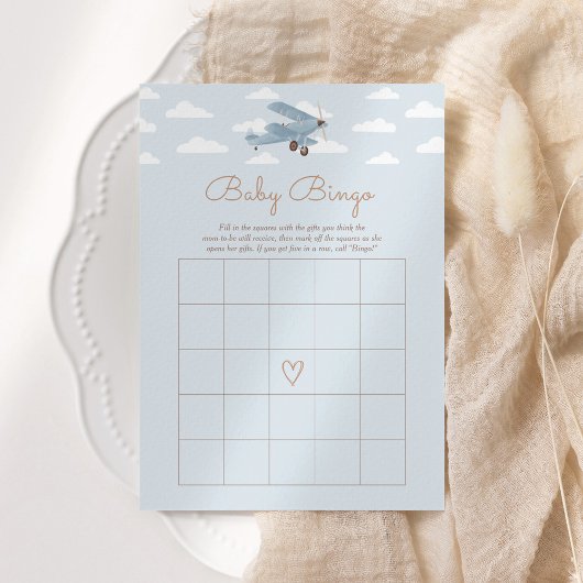 Reis Vliegtuig Baby shower Bingo Spel Kaart