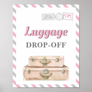Reis Vliegtuig Feest Bagage Afgifte Cadeau Tafel Poster