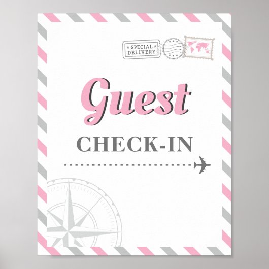 Reis Vliegtuig Feest Thema Gast Check-in Welkom Poster (Voorkant)
