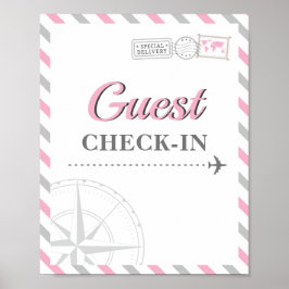 Reis Vliegtuig Feest Thema Gast Check-in Welkom Poster