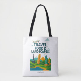 Reis-, Voedsel- & Landschapstas met tekst/naam Tote Bag