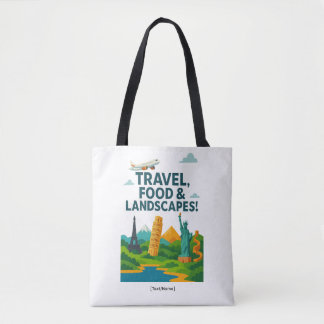 Reis-, Voedsel- & Landschapstas met tekst/naam Tote Bag