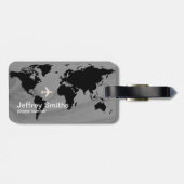 Reis wereldkaart op maat zwart & wit bagagelabel (Achterkant horizontaal)