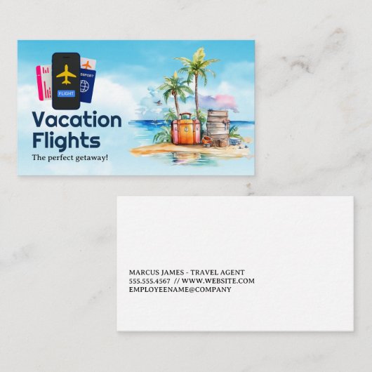 Reis Zomer Vakantie | Paspoort Vliegtuig Vlucht Visitekaartje (Voorkant / Achterkant)