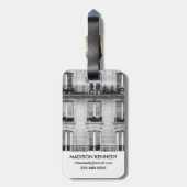 Reis | Zwart-wit gebouw in Parijs Bagagelabel (Achterkant verticaal)