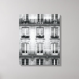 Reis   Zwart-wit  gebouw in Parijs Canvas Afdruk