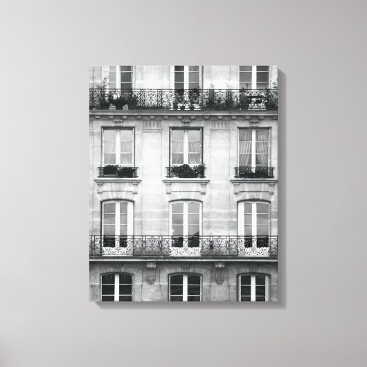Reis | Zwart-wit  gebouw in Parijs Canvas Afdruk (Voorkant)
