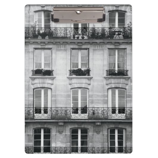 Reis | Zwart-wit  gebouw in Parijs Klembord (Voorkant)