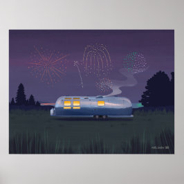 Reisaanhangwagen Zilveren RV & Nacht Sky Poster