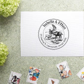 Reisadres paar, cirkel rubberstempel