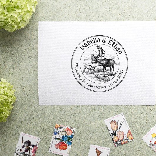 Reisadres paar, cirkel rubberstempel