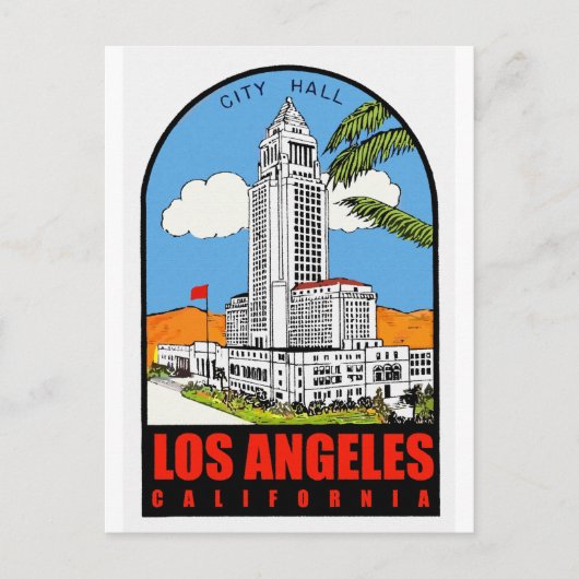 Reisadvertentie in het  stadhuis Los Angeles Briefkaart (Voorkant)