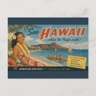 Reisadvertentie in vintage stijl Hawaï Briefkaart