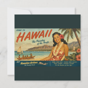 Reisadvertentie in vintage stijl Hawaï Feestdagenkaart
