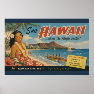 Reisadvertentie in vintage stijl Hawaï Poster