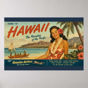 Reisadvertentie in vintage stijl Hawaï Poster
