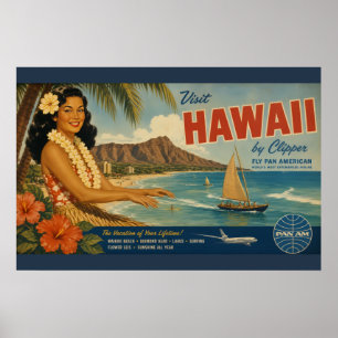 Reisadvertentie in vintage stijl Hawaï Poster
