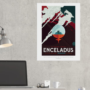 Reisadvertentie Science-Fiction, Planeet Enceladus Folie Afdrukken